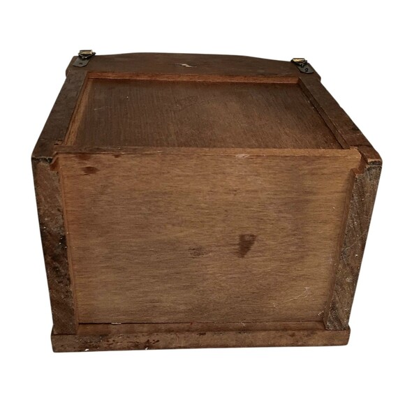 VTG Wood Recipe Box Hinged Lid "Recipes" In Black Letters Wall Mount Or Counter - Picture 7 of 11